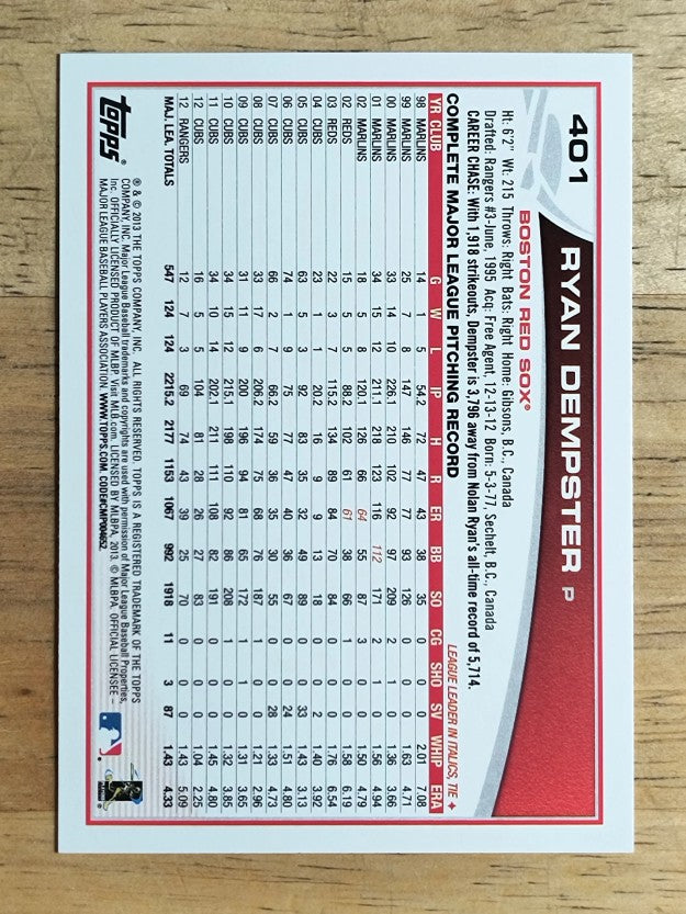 2013 Topps #401 Ryan Dempster