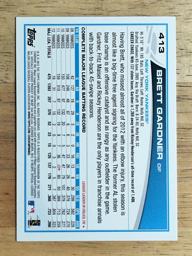 2013 Topps #413 Brett Gardner