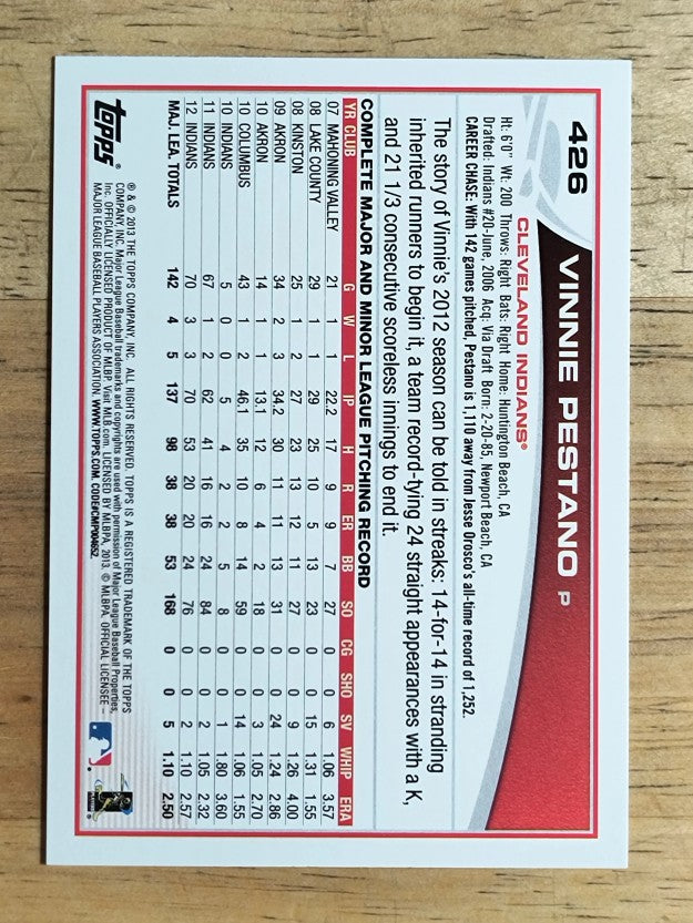 2013 Topps #426 Vinnie Pestano