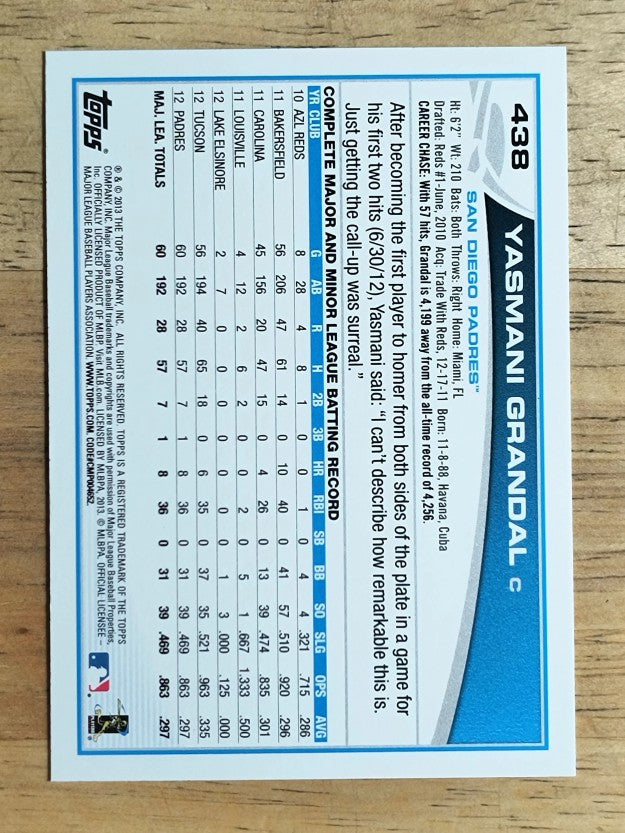 2013 Topps #438 Yasmani Grandal