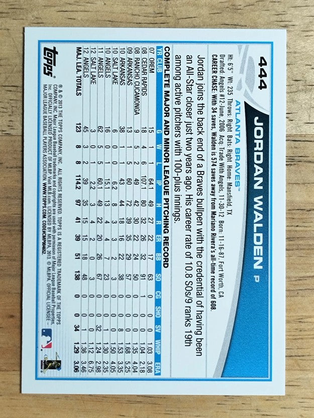 2013 Topps #444 Jordan Walden