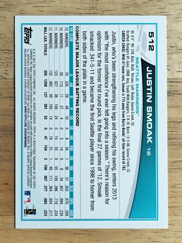 2013 Topps #512 Justin Smoak