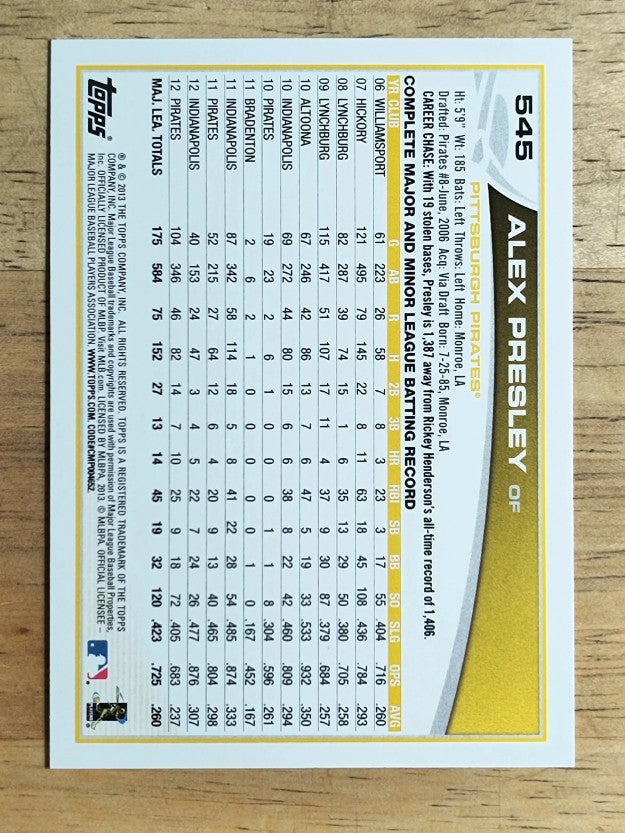 2013 Topps #545 Alex Presley