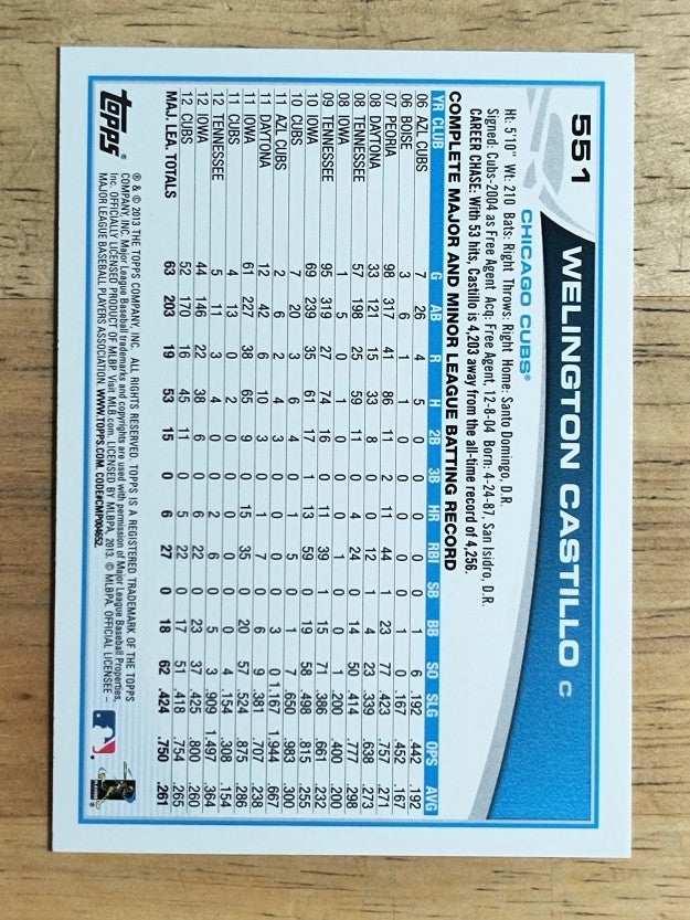 2013 Topps #551 Wellington Castillo