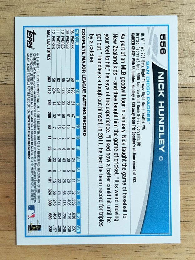 2013 Topps #556 Nick Hundley