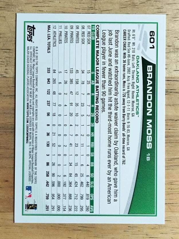 2013 Topps #601 Brandon Moss
