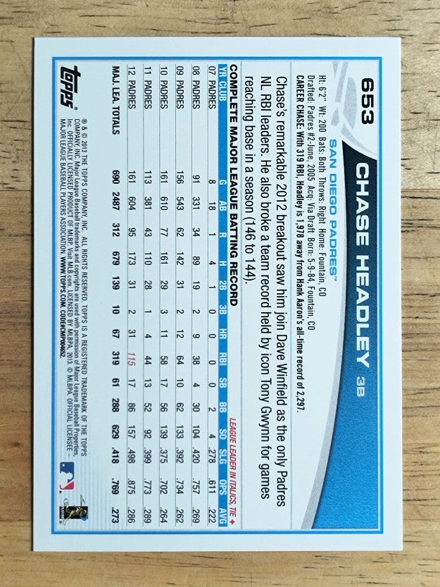2013 Topps #653 Chase Headley