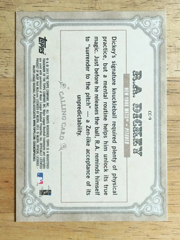 2013 Topps Calling Cards #CC9 R.A. Dickey