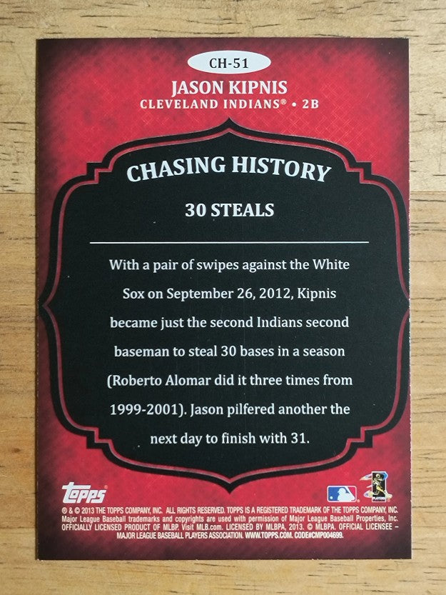 2013 Topps Chasing History #CH51 Jason Kipnis