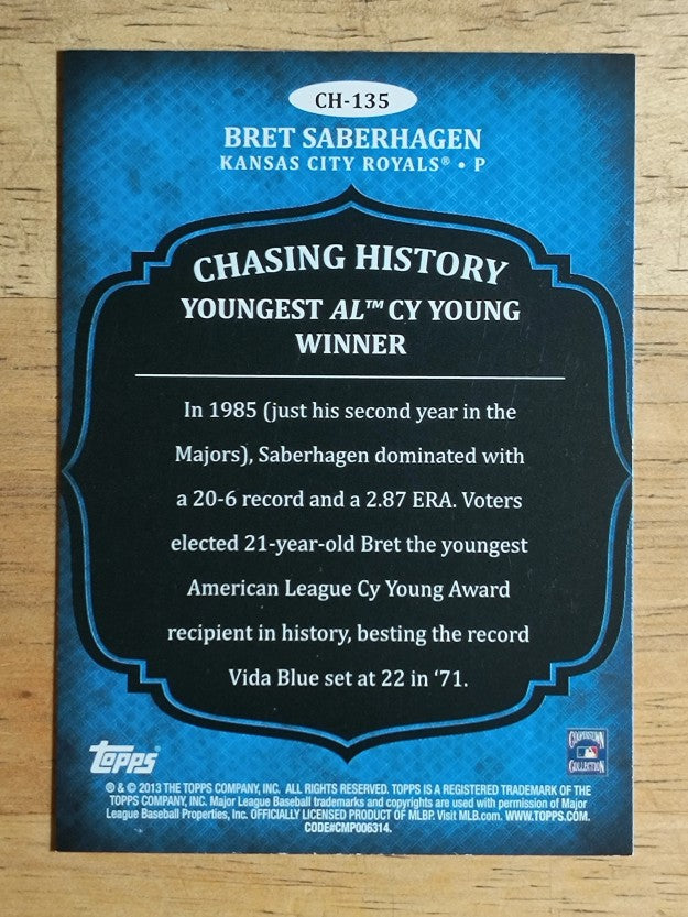 2013 Topps Chasing History #CH135 Bret Saberhagen