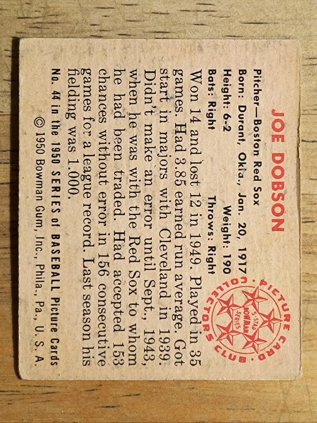 1950 Bowman #44 Joe Dobson (VG)