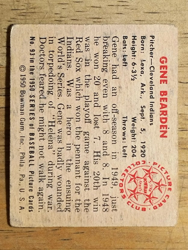 1950 Bowman #93 Gene Bearden (VG)