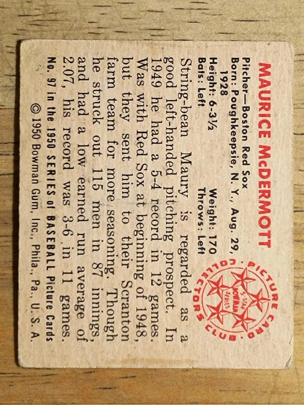 1950 Bowman #97 Maurice McDermott RC (VG)