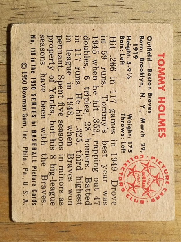 1950 Bowman #110 Tommy Holmes (VG)