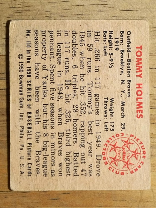1950 Bowman #110 Tommy Holmes (VG)