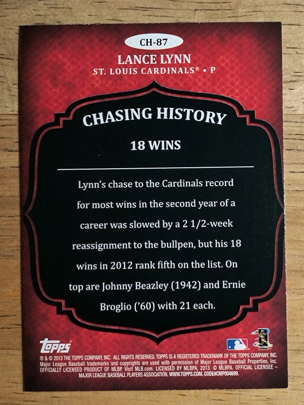 2013 Topps Chasing History Holofoil #CH87 Lance Lynn