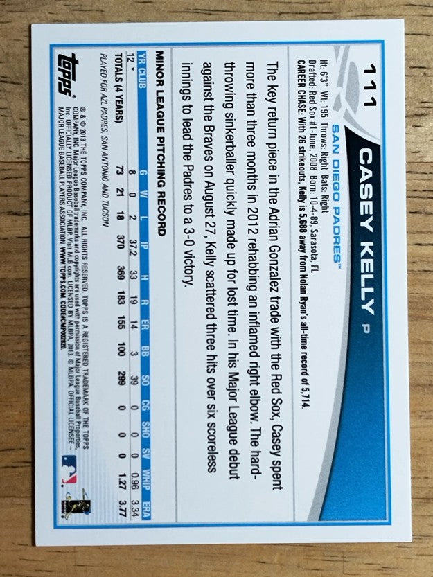 2013 Topps Wal-Mart Blue Border #111 Casey Kelly
