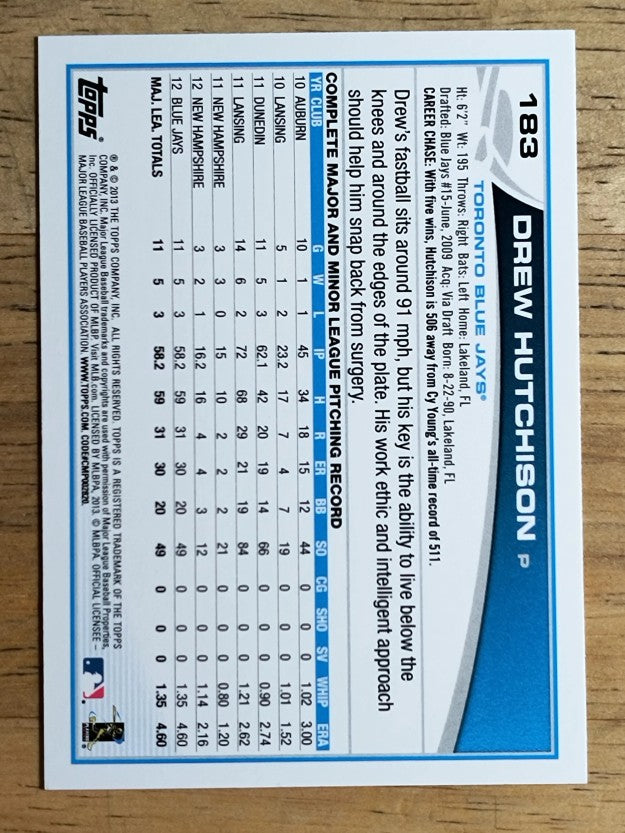 2013 Topps Wal-Mart Blue Border #183 Drew Hutchison