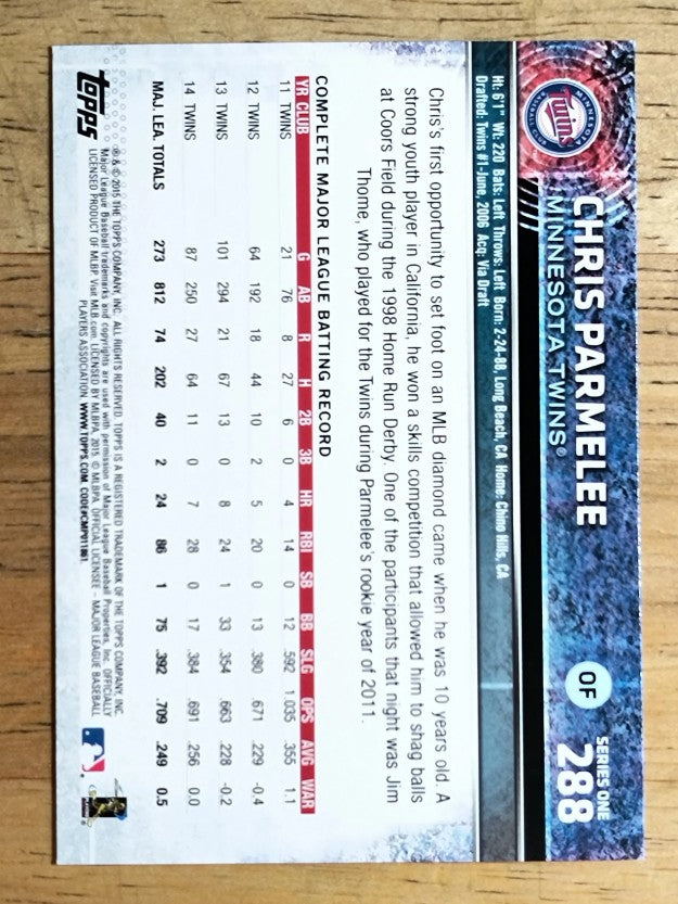 2015 Topps Rainbow Foil #288 Chris Parmelee