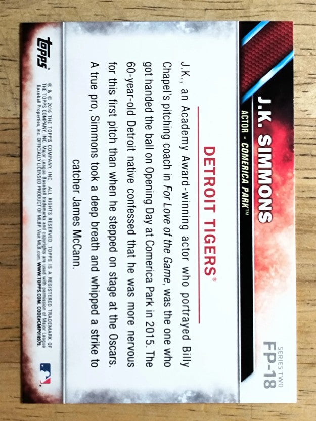 2016 Topps First Pitch #FP18 J.K. Simmons S2