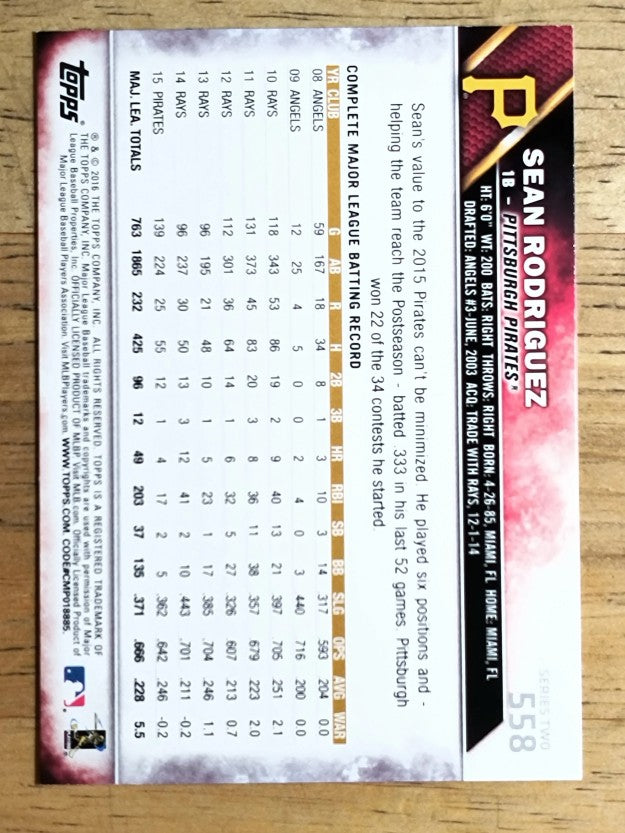 2016 Topps Rainbow Foil #558 Sean Rodriguez