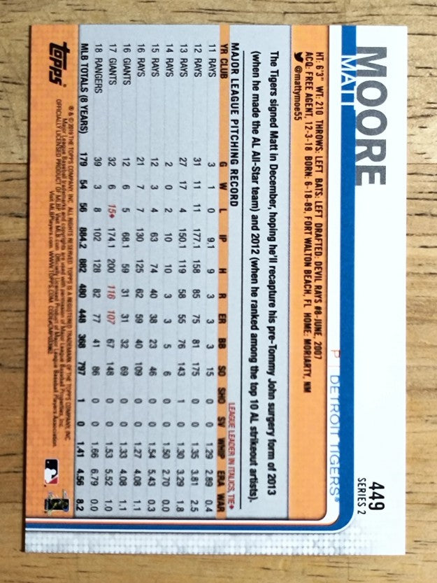 2019 Topps #449 Matt Moore