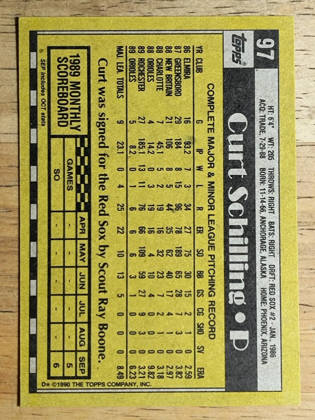 1990 Topps #97 Curt Schilling