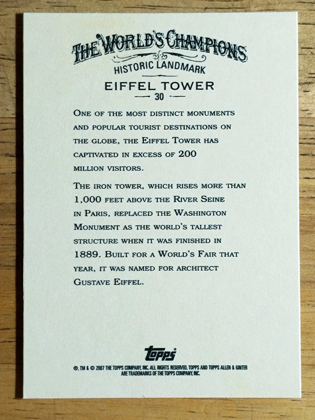 2007 Topps Allen and Ginter #30 Eiffel Tower