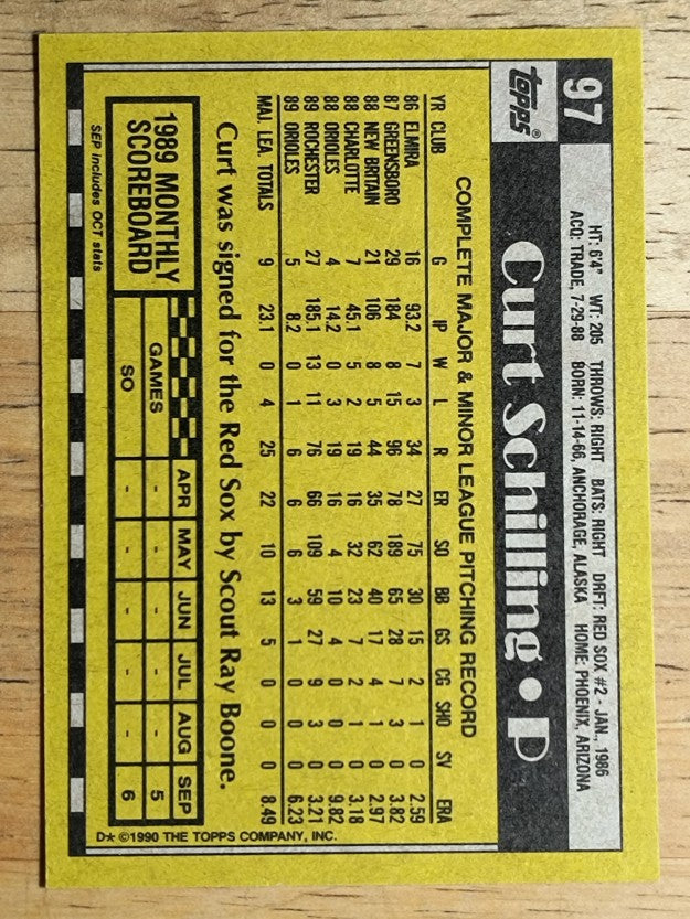 1990 Topps #97 Curt Schilling