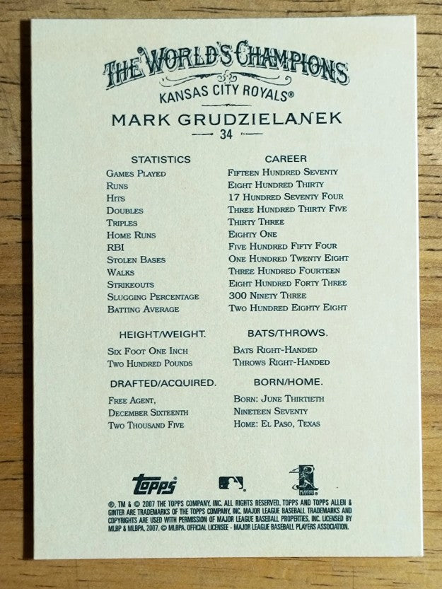 2007 Topps Allen and Ginter #34 Mark Grudzielanek