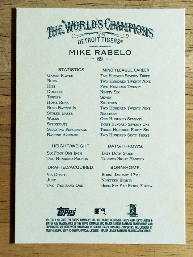 2007 Topps Allen and Ginter #69 Mike Rabelo RC