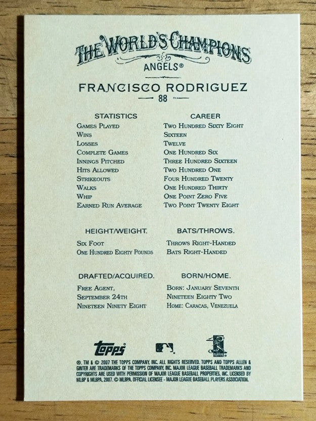 2007 Topps Allen and Ginter #88 Francisco Rodriguez