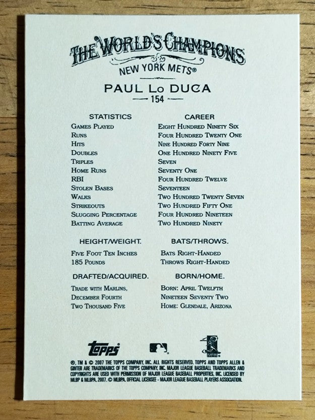 2007 Topps Allen and Ginter #154 Paul LoDuca