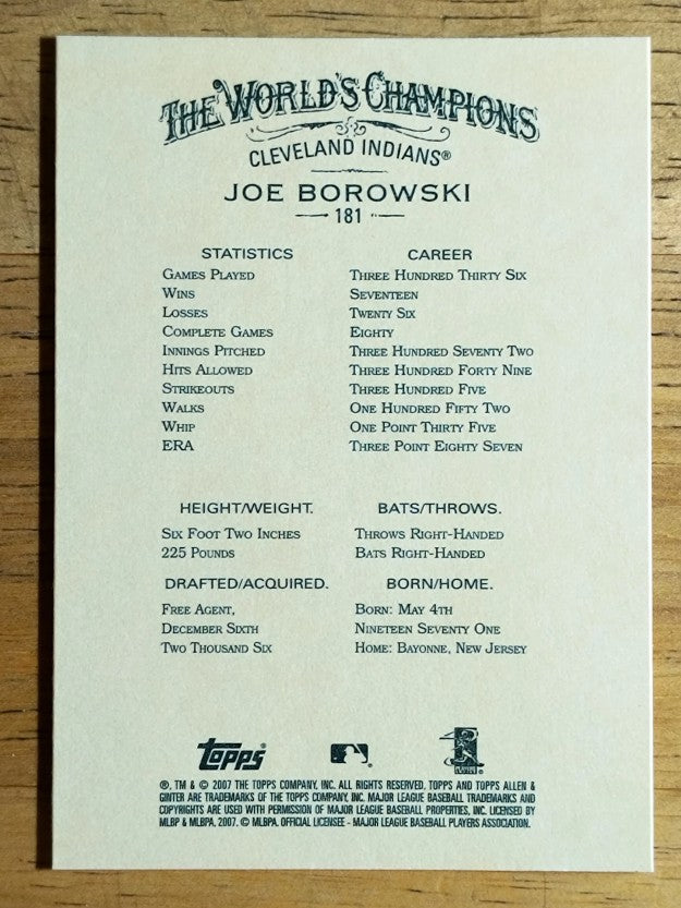 2007 Topps Allen and Ginter #181 Joe Borowski