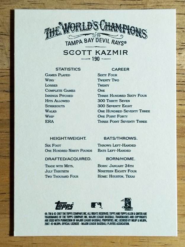 2007 Topps Allen and Ginter #190 Scott Kazmir