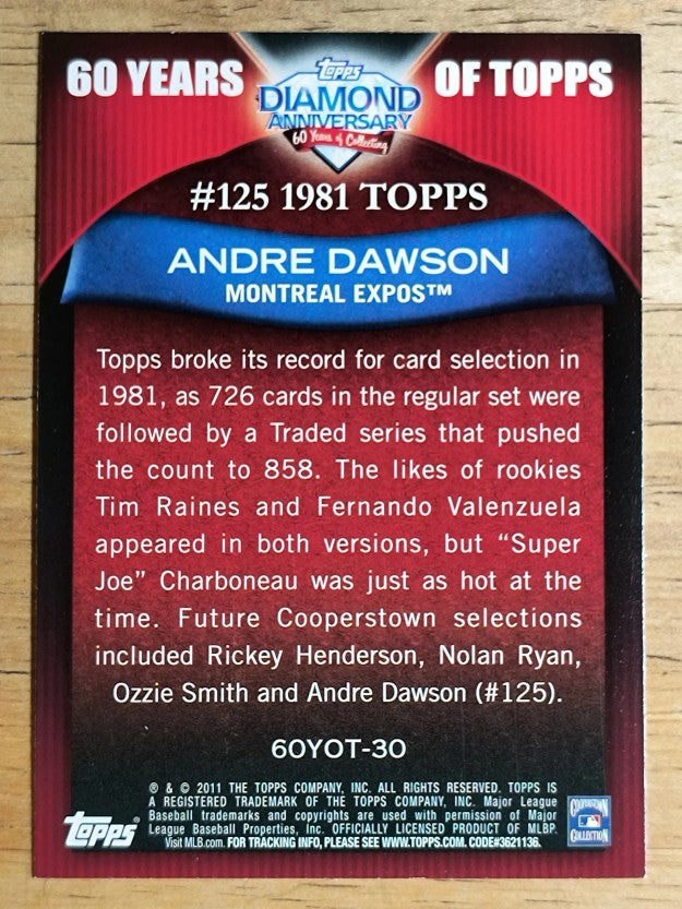 2011 Topps 60 Years of Topps #30 Andre Dawson