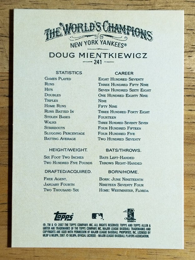 2007 Topps Allen and Ginter #241 Doug Mientkiewicz