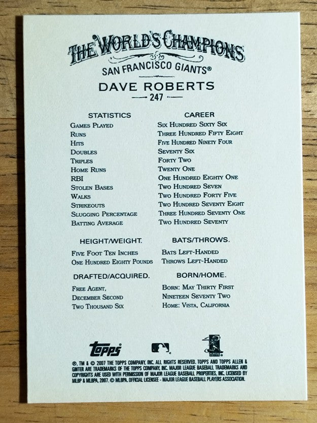 2007 Topps Allen and Ginter #247 Dave Roberts