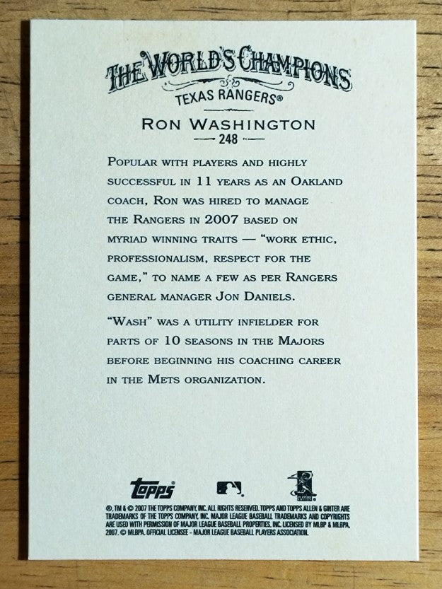 2007 Topps Allen and Ginter #248 Ron Washington