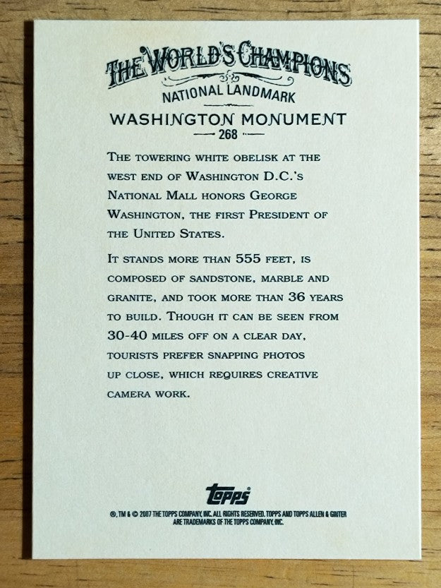 2007 Topps Allen and Ginter #268 Washington Monument