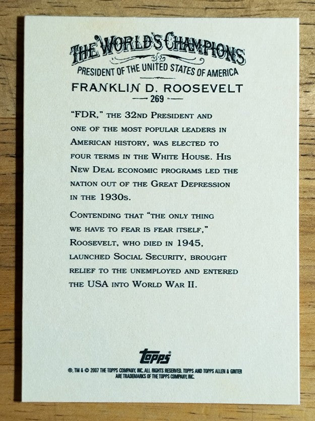 2007 Topps Allen and Ginter #269 Franklin D. Roosevelt