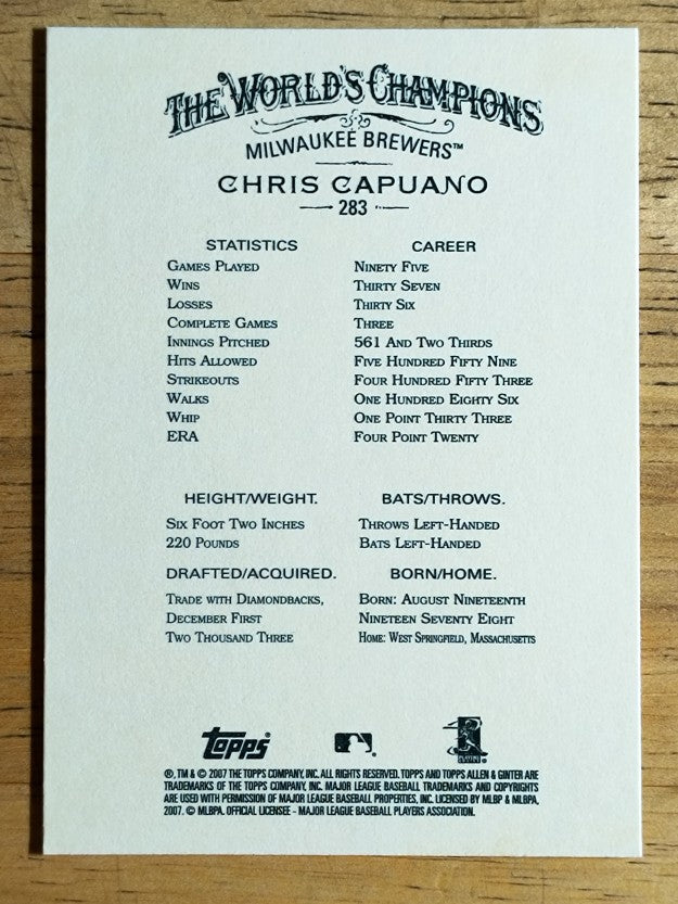2007 Topps Allen and Ginter #283 Chris Capuano