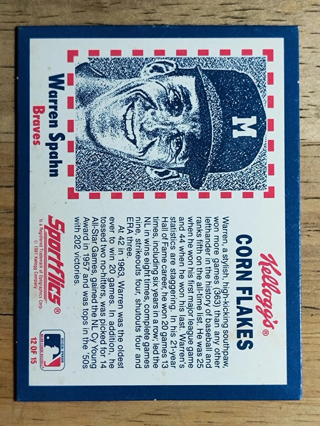 1991 Kellogg's 3D #12 Warren Spahn