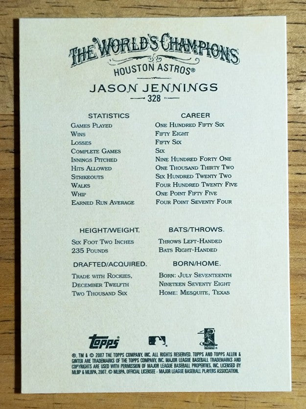 2007 Topps Allen and Ginter #328 Jason Jennings
