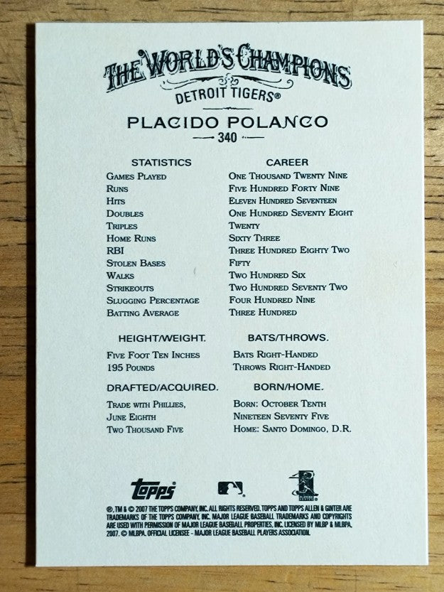 2007 Topps Allen and Ginter #340 Placido Polanco SP