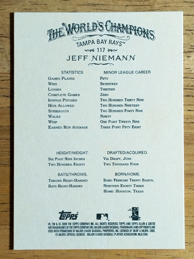 2008 Topps Allen and Ginter #117 Jeff Niemann