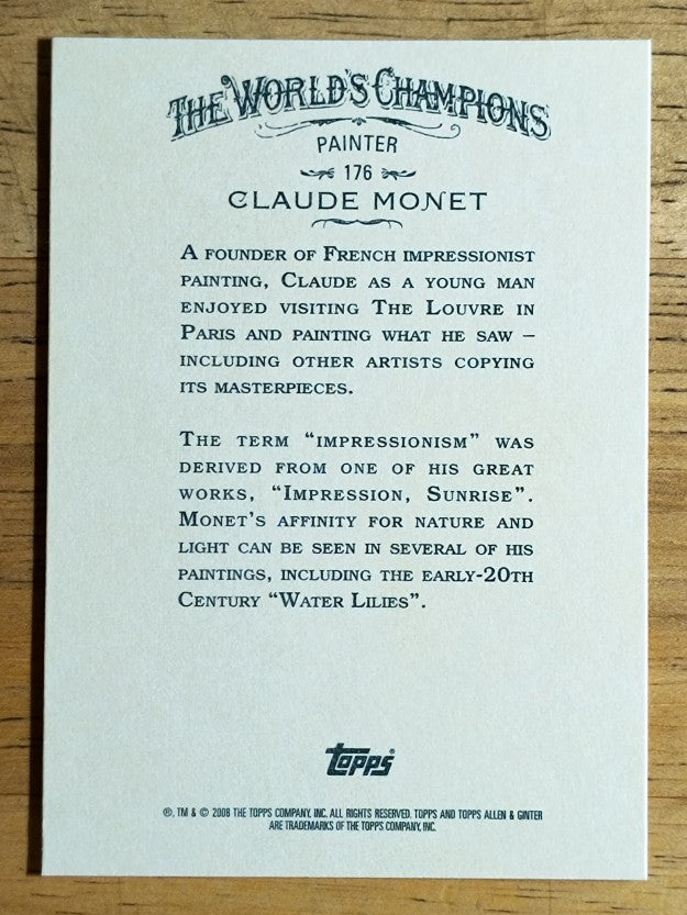 2008 Topps Allen and Ginter #176 Claude Monet