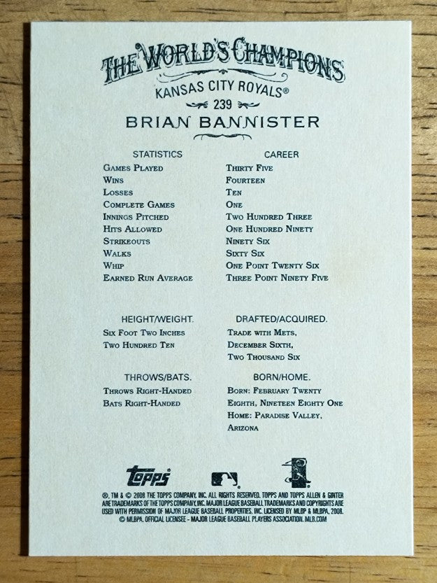 2008 Topps Allen and Ginter #239 Brian Bannister