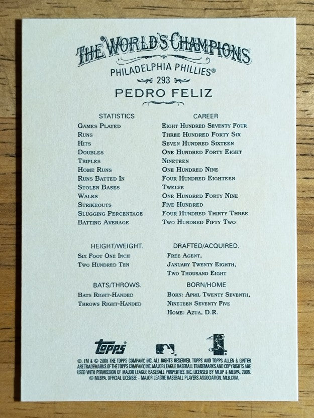 2008 Topps Allen and Ginter #293 Pedro Feliz