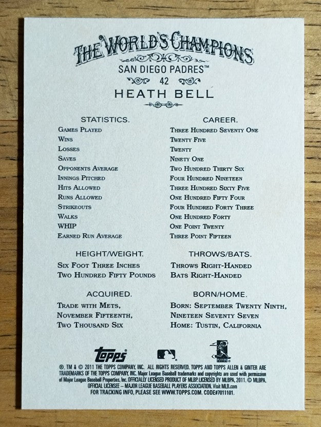 2011 Topps Allen and Ginter #42 Heath Bell